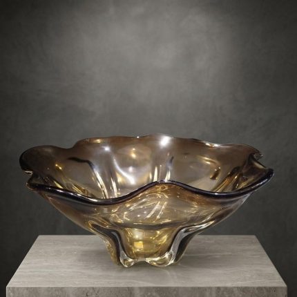 BROWN FLOWER GLASS BOWL